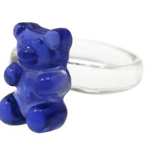 Cute Transparent Bear Rings for Women Trendy Colorful Resin Finger Ring